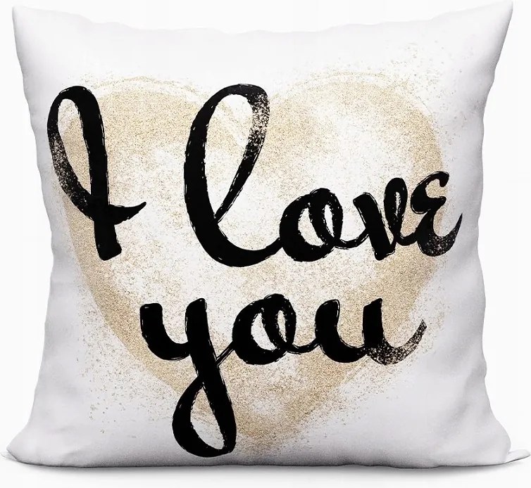 Glitter Heart párnahuzat Valentin nap 40x40 fehér arany szív modern