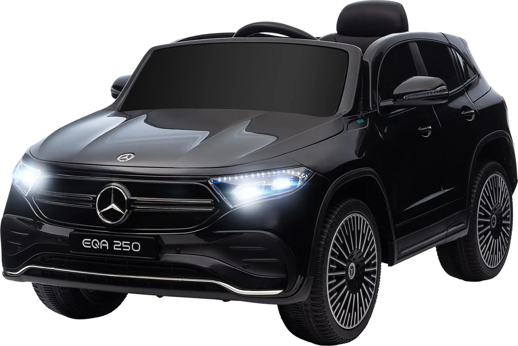 HOMCOM Elektromos Autó Gyerekeknek 12V Mercedes-Benz EQA távirányítóval, MP3 lejátszóval, Fényszórókkal, Hordozható Akkumulátorral, 3-8 km/h sebességg