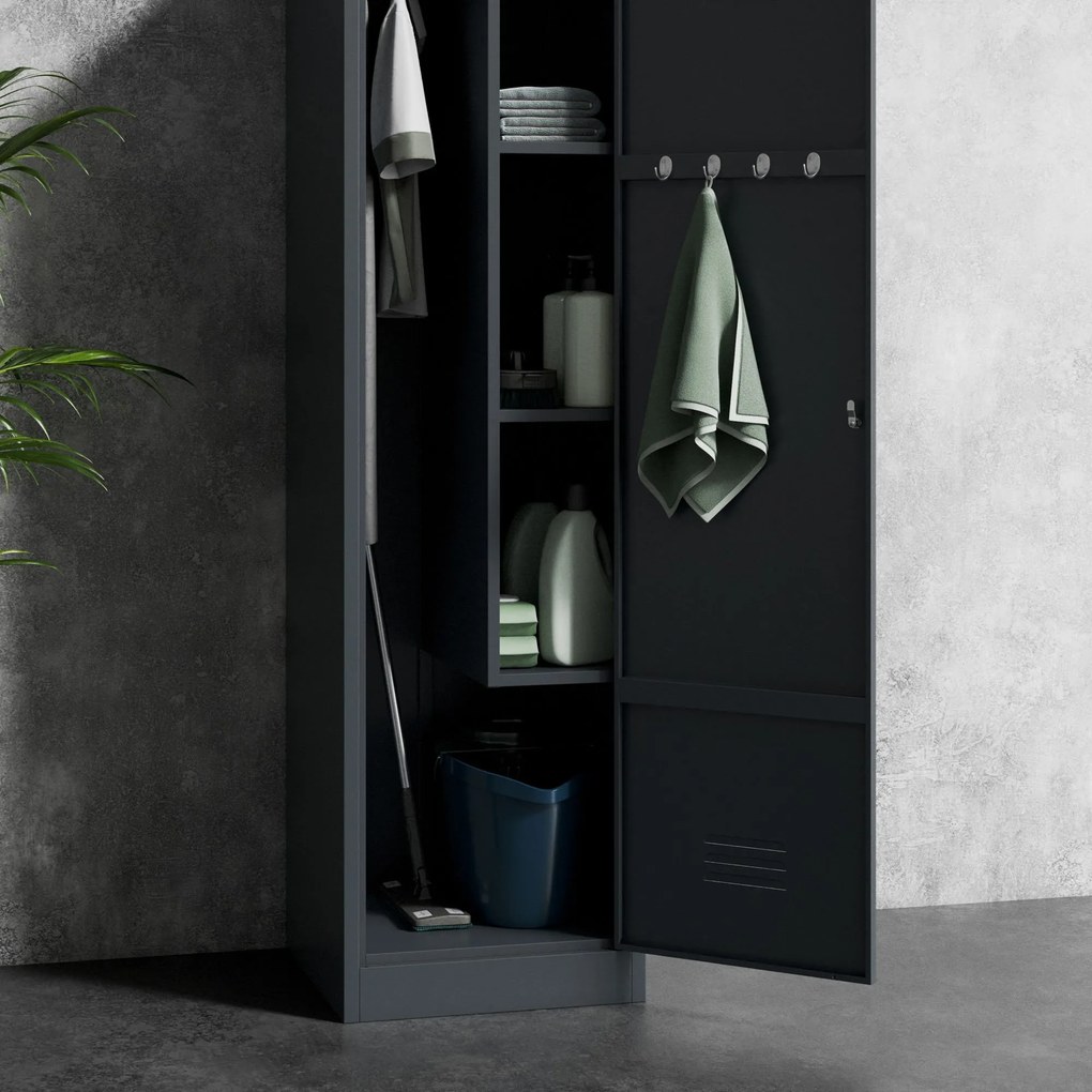AGNES fém takarítószekrény, 500 x 1850 x 500 mm, antracit