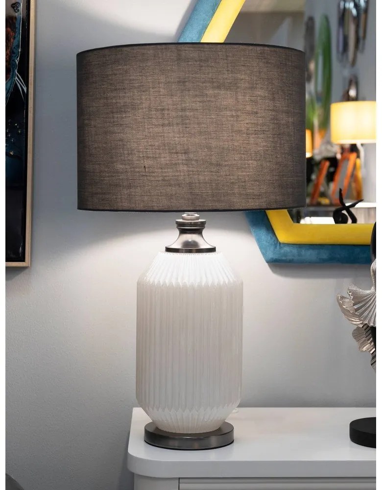 Szürke asztali lámpa textil búrával (magasság 65 cm) Brighty – Mauro Ferretti