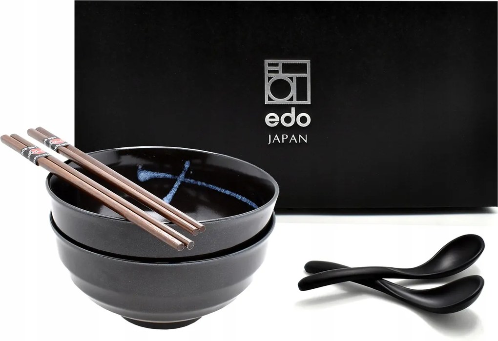 2 db-os tál szett kanállal és pálcikákkal Udon Nokon 800 ml Box