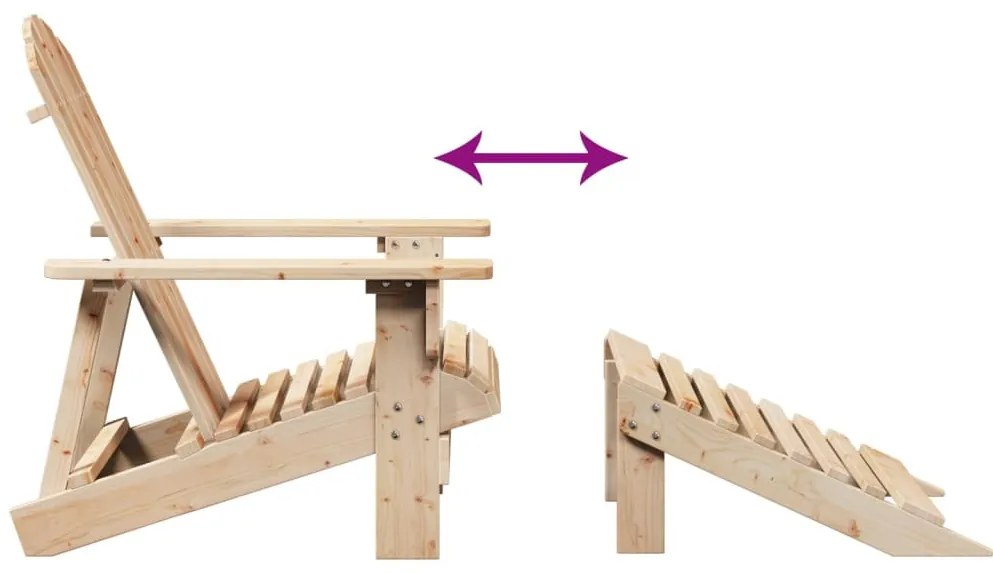 tömör fenyőfa Adirondack szék zsámollyal