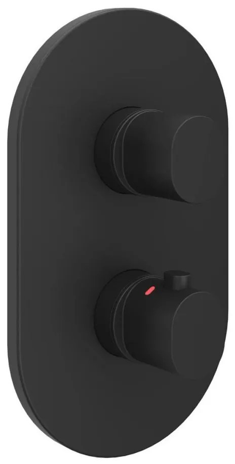 Ravak X070467 - termosztátos zuhanycsaptelep falba süllyesztett szereléshez, CHROME, fekete