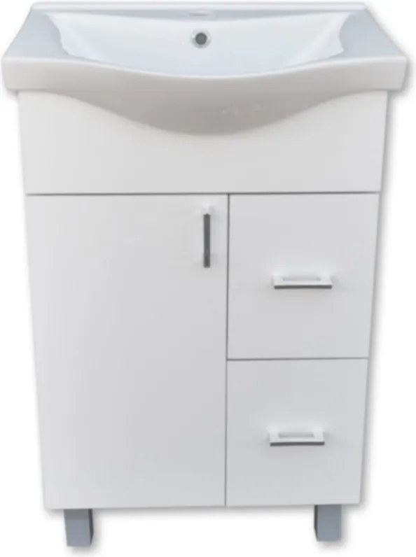 VivaStyle BIANKA 55 lábon álló fürdőszobabútor 2 fiókos Sanovit ALBATROS 10055 mosdókagyló 54,5 x45