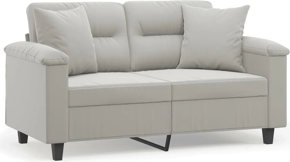 vidaXL 2 személyes világosszürke párnás mikroszálas szövetkanapé 120cm