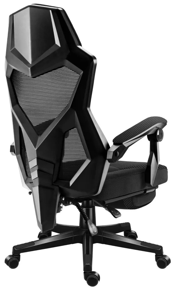 Gamer szék, lábtartó, lélegző anyag, ergonómikus kartámaszok, fekete
