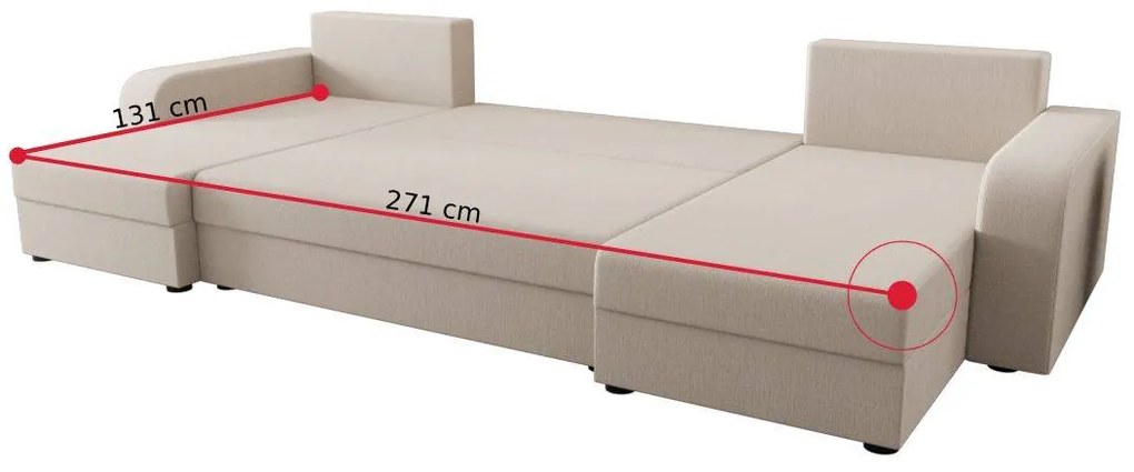 MARIKA 3 ágyázható U alakú ülőgarnitúra 305x90x140 zoom 1