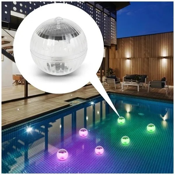 LED RGB napelemes medencevilágítás alkonyatérzékelővel LED/1,2V/600mAh IP65