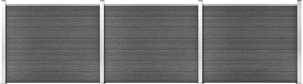 vidaXL fekete WPC kerítéspanelszett 526 x 146 cm