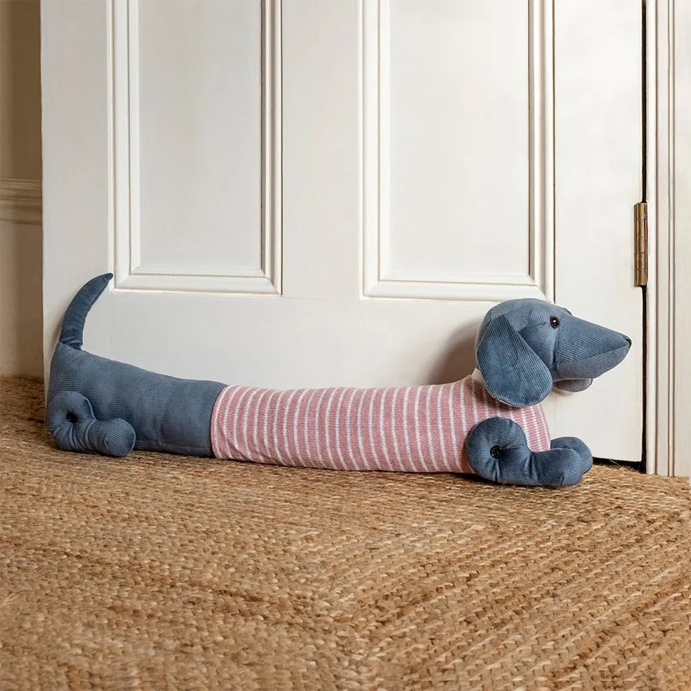 Rózsaszín-szürke huzatfogó párna 17x76 cm Sausage Dog – Rex London