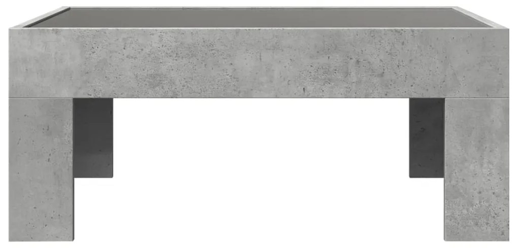 betonszürke végtelen hatású LED-es dohányzóasztal 70x50x30 cm
