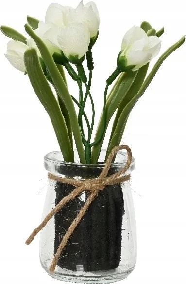 Dekorációs művirágok üvegvázában 1 db 16x5,5 cm