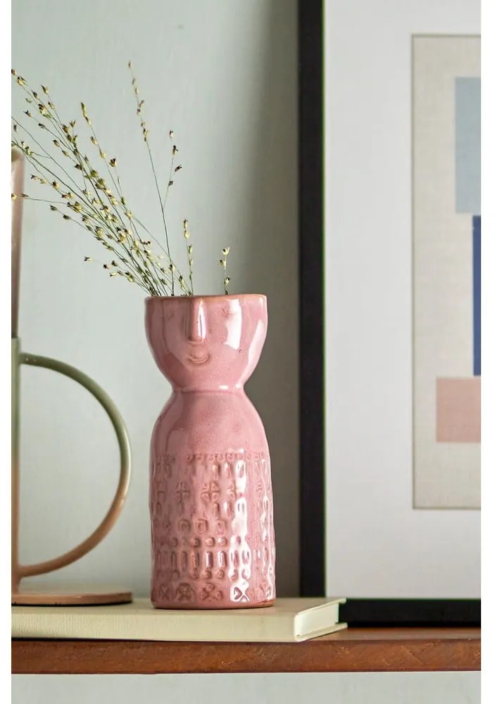 Rózsaszín agyagkerámia kézzel készített váza (magasság 14,5 cm) Embla – Bloomingville