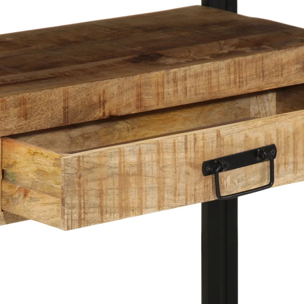 Fekete Asztalok 120x33x75 cm Tömör Mangófából és Fémből