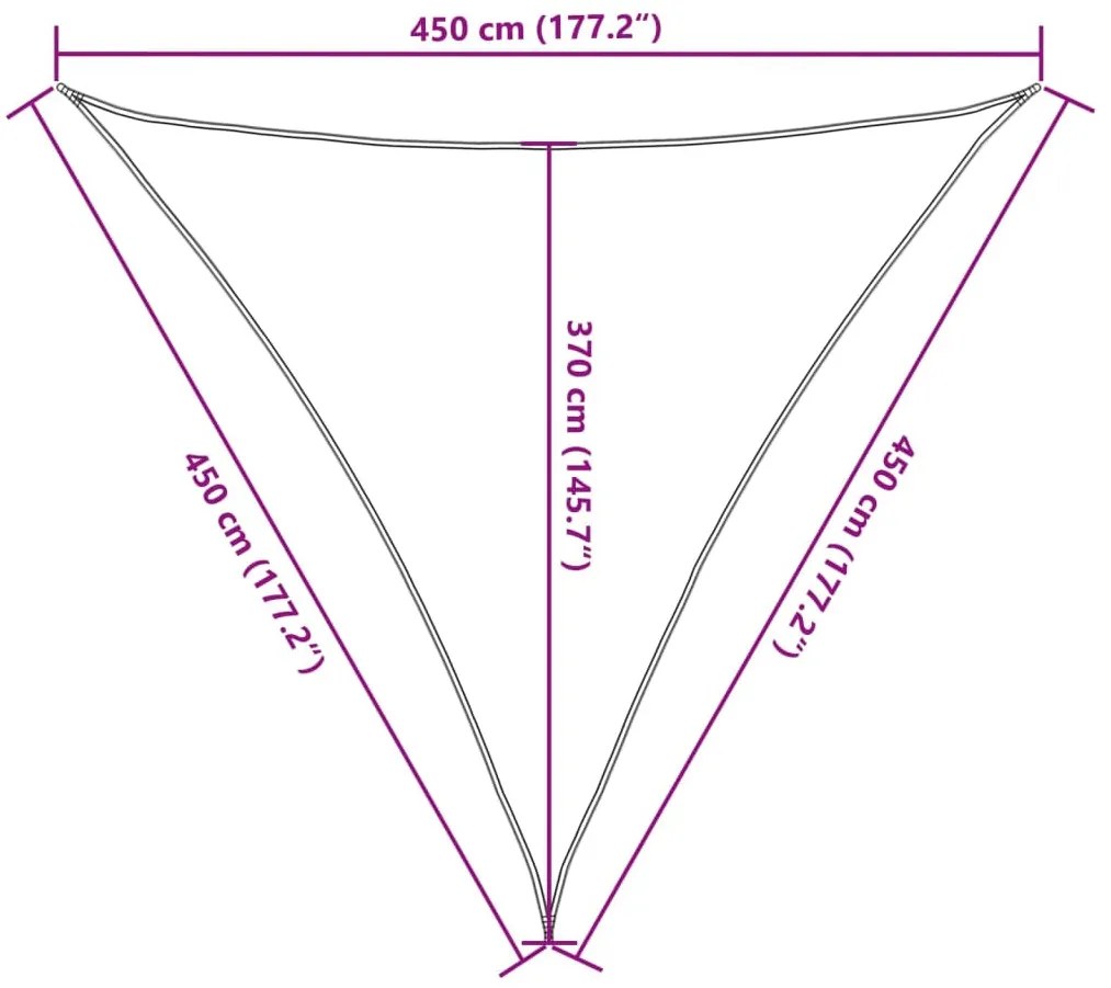 sötétzöld HDPE napvitorla 160 g/m² 4,5 x 4,5 x 4,5 m