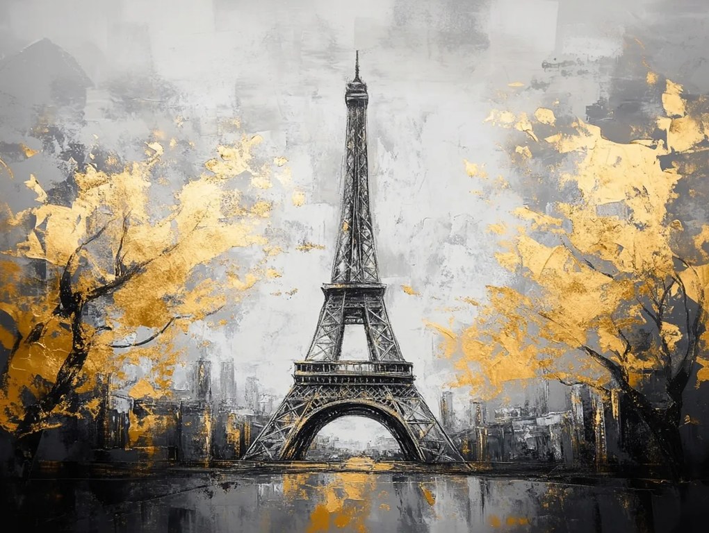Vászonkép Canvas Város Párizs Eiffel-torony Arany Glamour Art 100x75