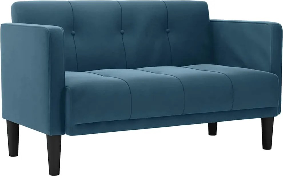 vidaXL kék bársony loveseat kanapé 111 cm