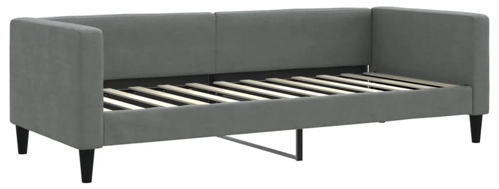 sötétszürke kihúzható szövet heverő matracokkal 80 x 200 cm