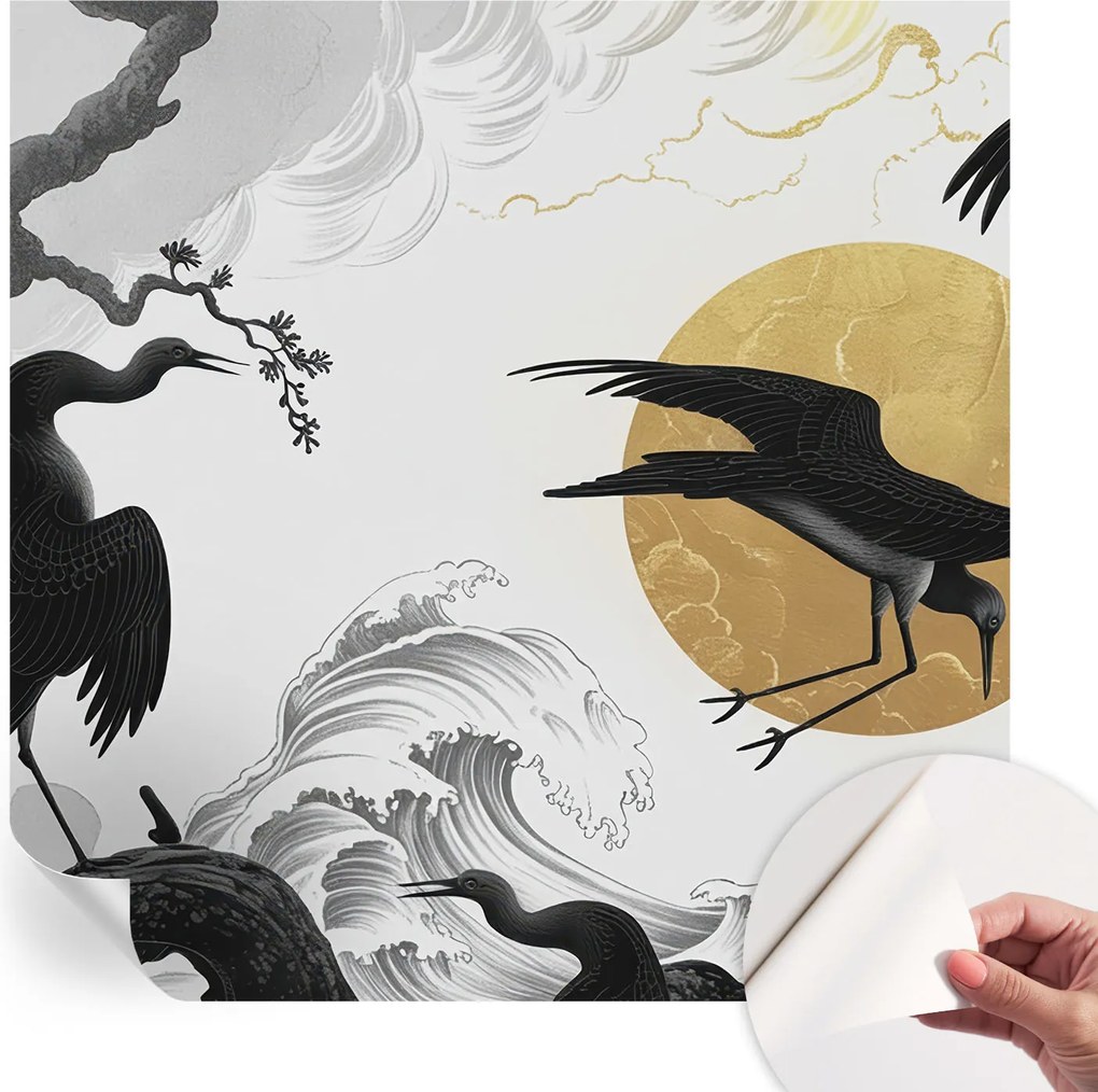 Modern öntapadós fali fotótapéta Fekete darvak 250x250 cm