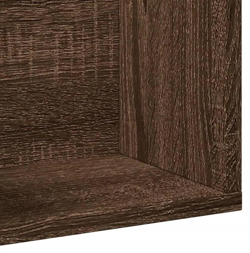 2 db barna tölgyszínű szerelt fa faliszekrény 75x18x16,5 cm