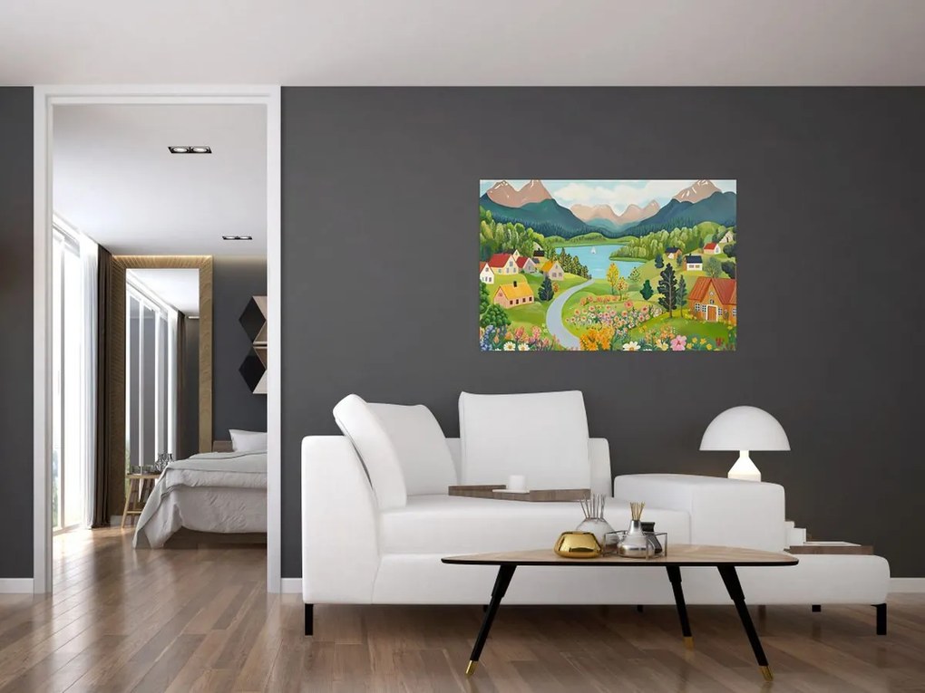 Kép - Falu a hegyekben (90x60 cm)