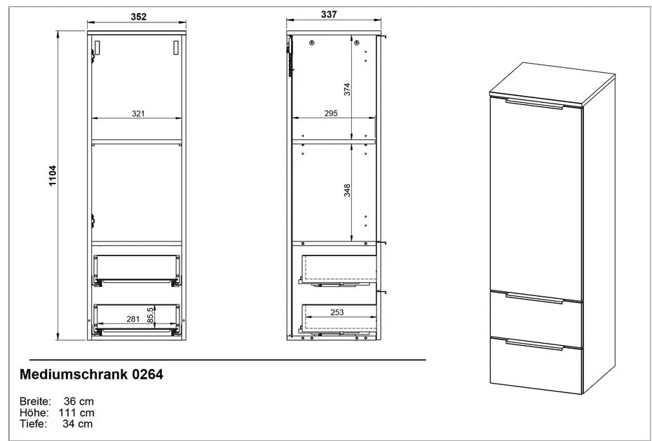 Antracitszürke fürdőszobai bútor szett Crandon – Germania