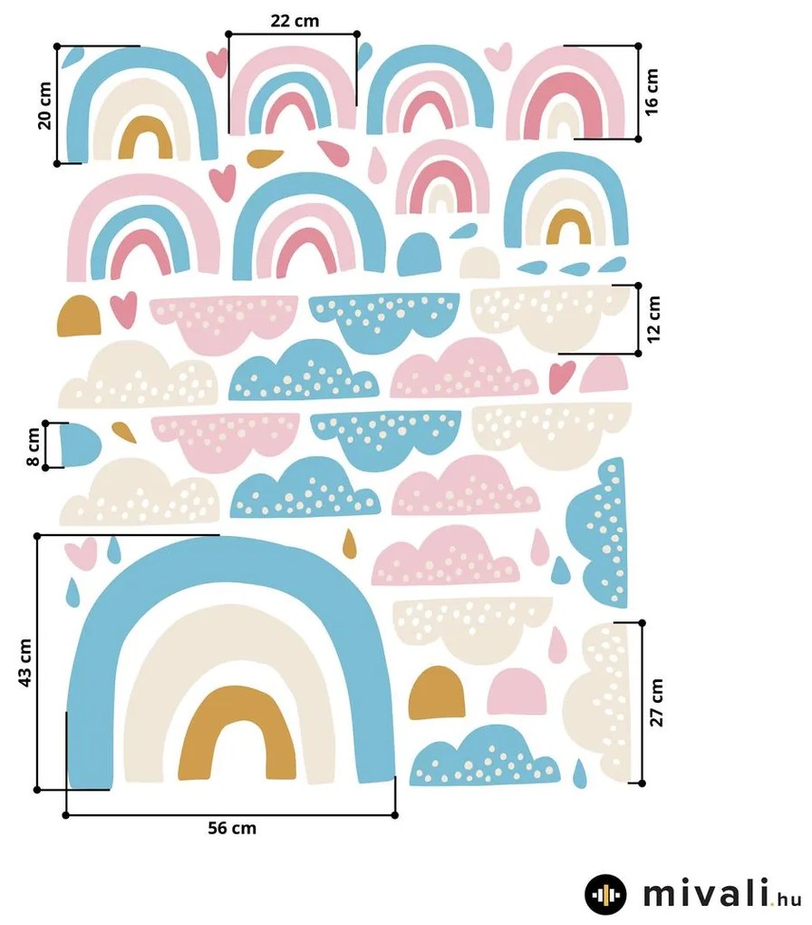 Falmatricák - Szivárványok és rózsaszín felhők
