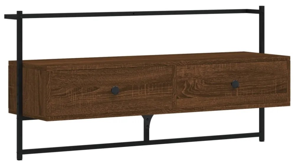 barna tölgyszínű szerelt fa fali TV szekrény 100,5 x 30 x 51 cm