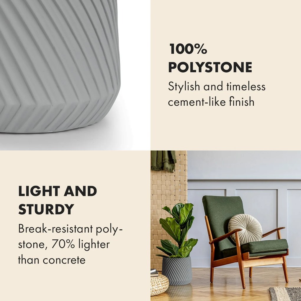 Fox & Fern Heusden, virágcserép, Polystone, növények számára alkalmas, kézzel készített
