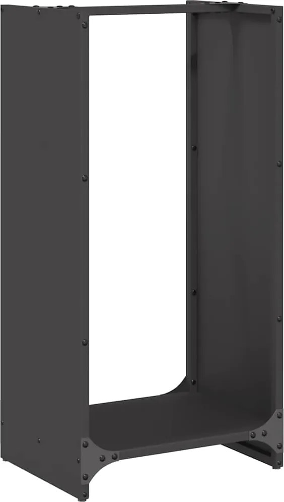 vidaXL fekete hidegen hengerelt acél tűzifatároló 40x30x80 cm