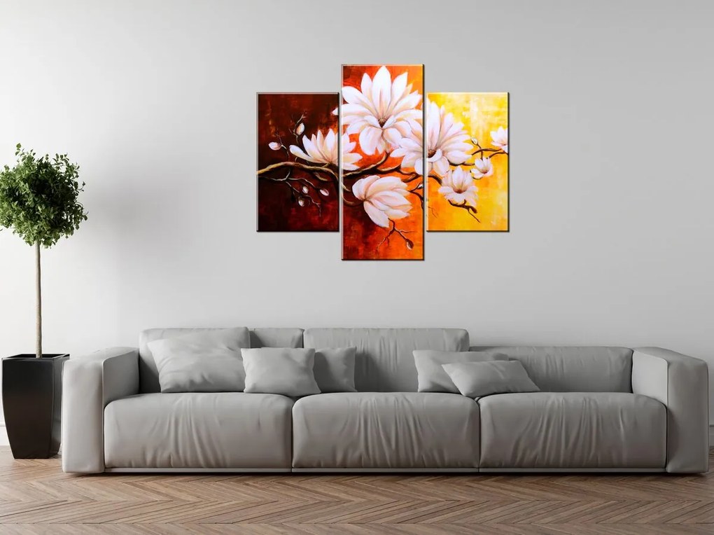 Gario Vászonkép Színes magnóliák - 3 részes Méret: 90 x 70 cm