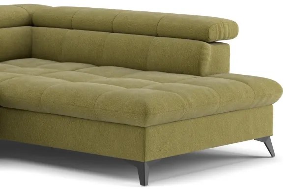 Kinyitható jobb oldali L-alakú MARANO sarokkanapé olívazöld
