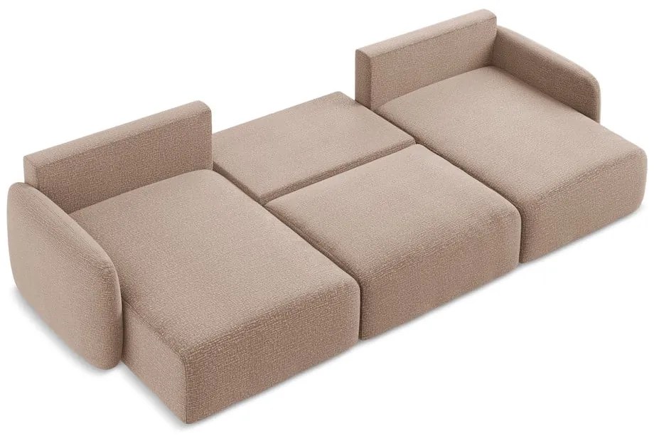 Világosbarna kinyitható-tárolóhelyes sarokkanapé Kalena – Makamii
