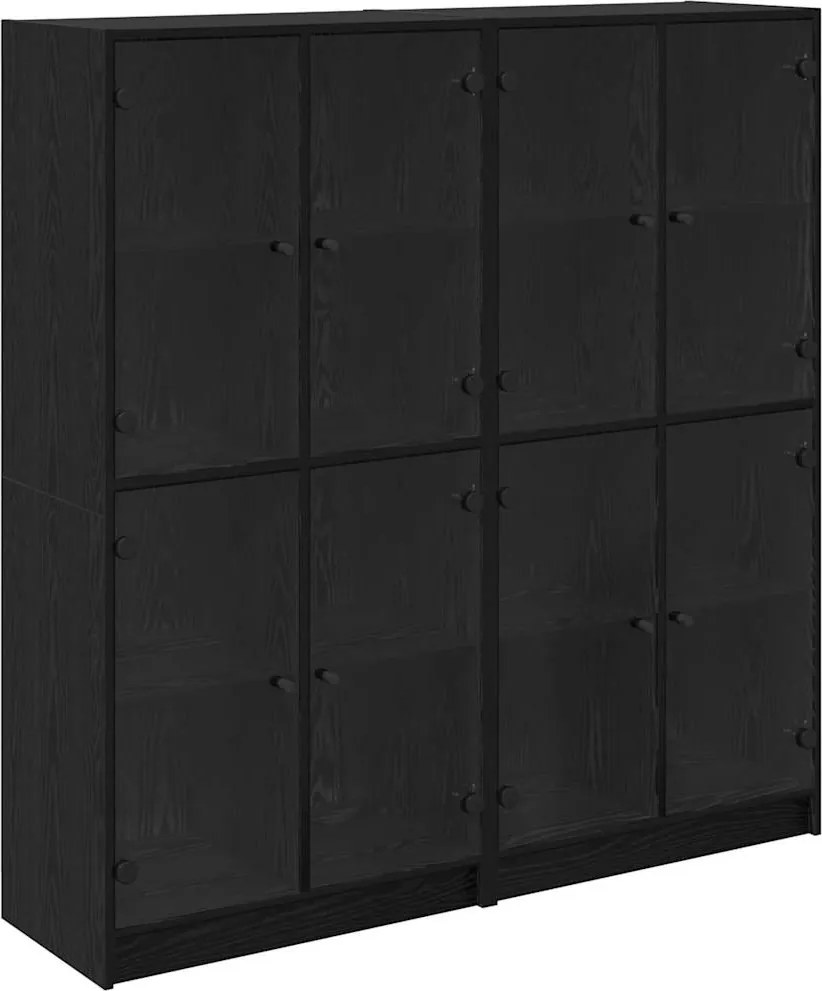 vidaXL Magasfiú 2 pcs Fekete tölgy 68 x 37 x 142 cm Faanyag