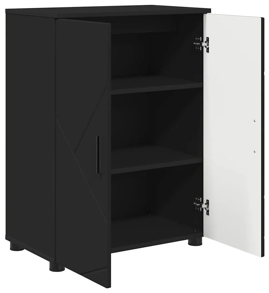 Fürdőszoba Székény polcokkal Fekete 60 x 35 x 80 cm Faanyag