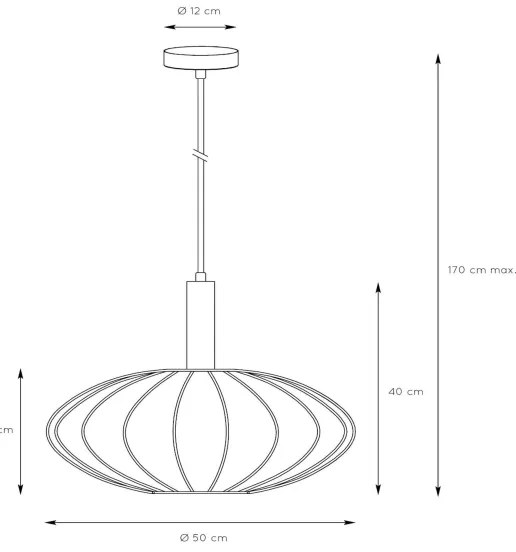 Lucide 03447/52/30 - Csillár zsinóron CORINA 1xE27/40W/230V átm. 50 cm fekete