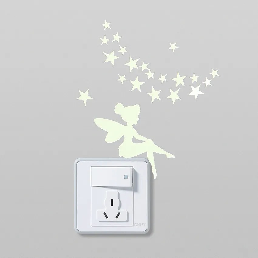 PIPPER | Foszforeszkáló matrica kapcsolóra "Tündér csillagokkal " 11x10 cm