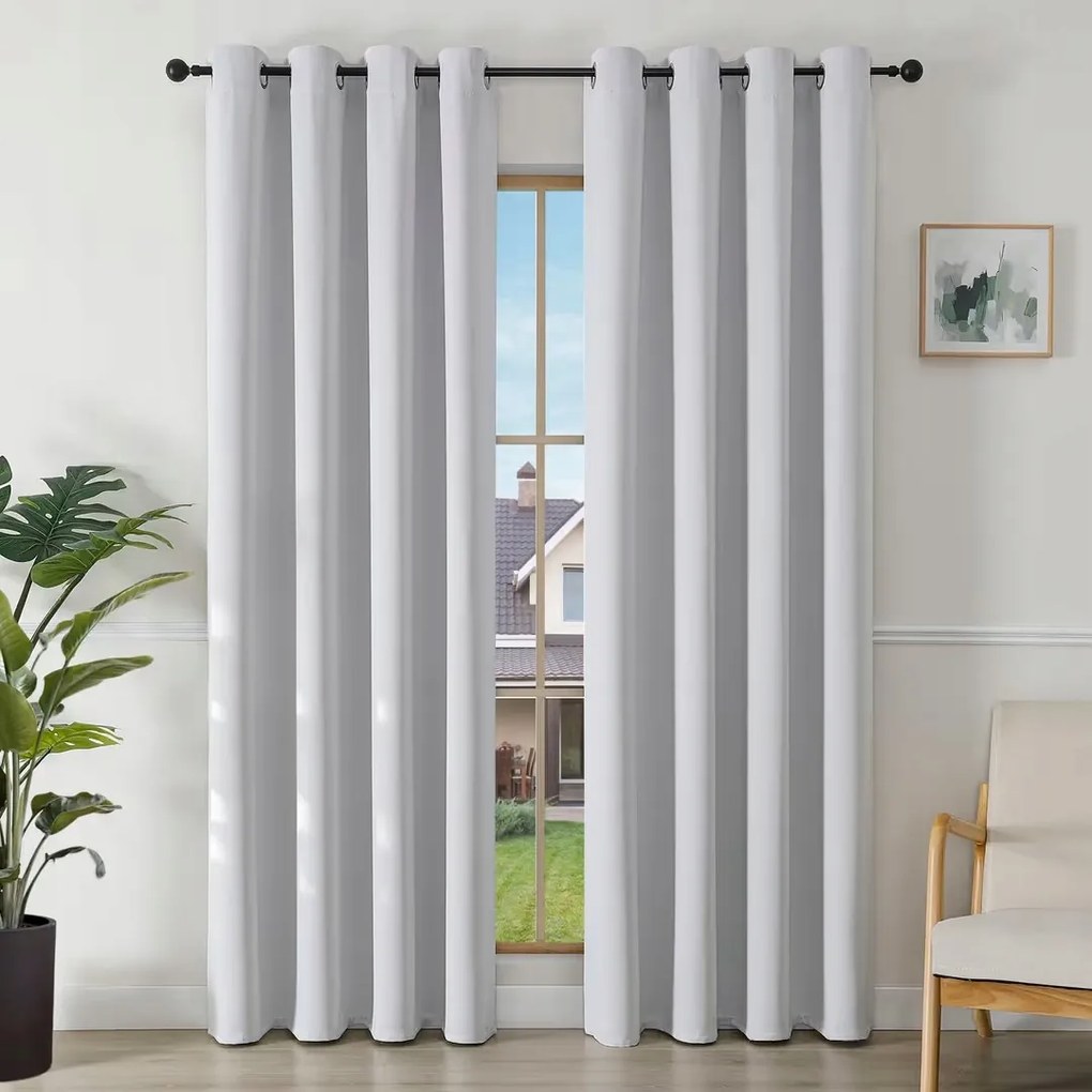 Sötétítő függöny Szürke-Fehér 2x168x228 Átvezetők 2 db-os szett