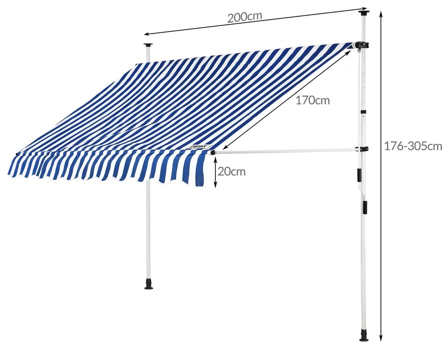 Deuba Napellenző 200 cm - kék/fehér