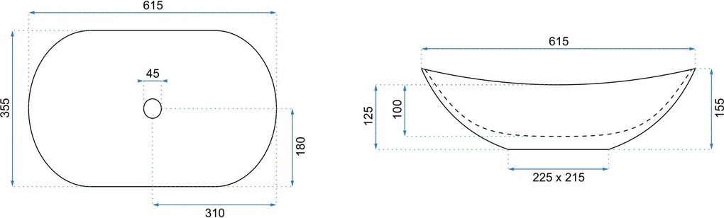 Rea Royal, pultra szerelhető mosdó 615x355x155 mm, matt zöld, REA-U6372