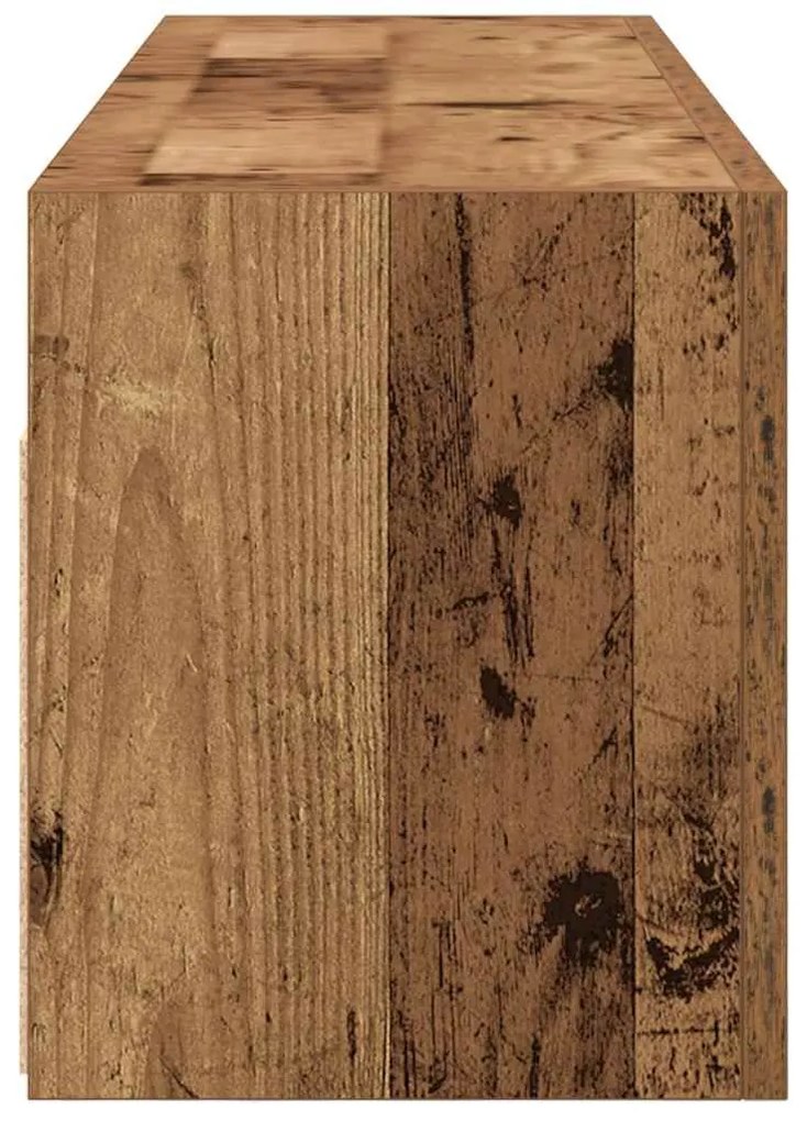 antik fa színű szerelt fa fali fürdőszobaszekrény 100x25x30 cm