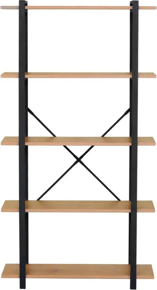 Intenso Home 5 szintes tölgy színű nyitott könyvespolc 80 x 152cm | Univerzális tároló állvány fém lábakkal