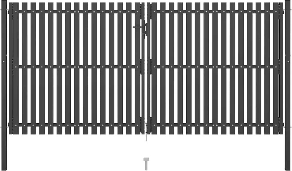 vidaXL antracit színű acél kerítéskapu 400 x 175 cm