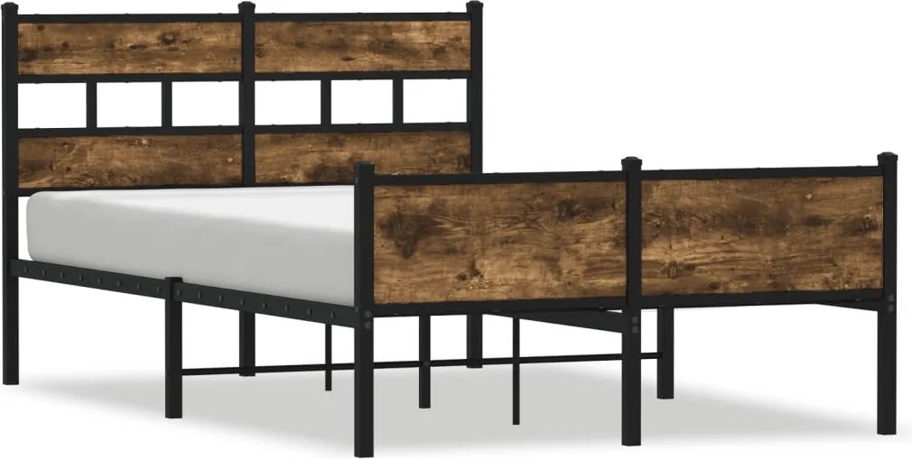 vidaXL füstös tölgy színű szerelt fa ágykeret matrac nélkül 120x190 cm