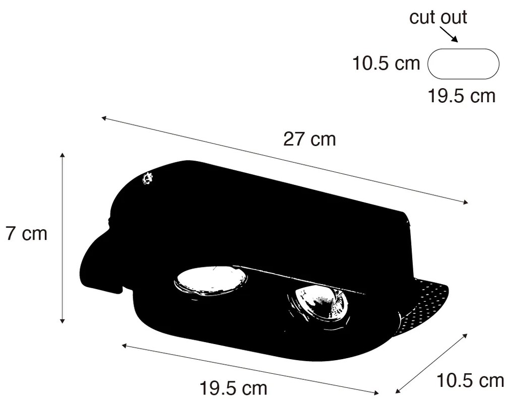 Lekerekített süllyesztett spotlámpa fehér GU10 50mm 2-fényű - Hubs