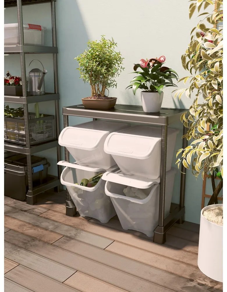 Fehér fedeles műanyag tárolódoboz 55x39x46 cm All In Box – KIS