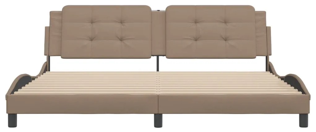 cappuccino színű műbőr ágykeret matrac nélkül Zadar 200x200 cm