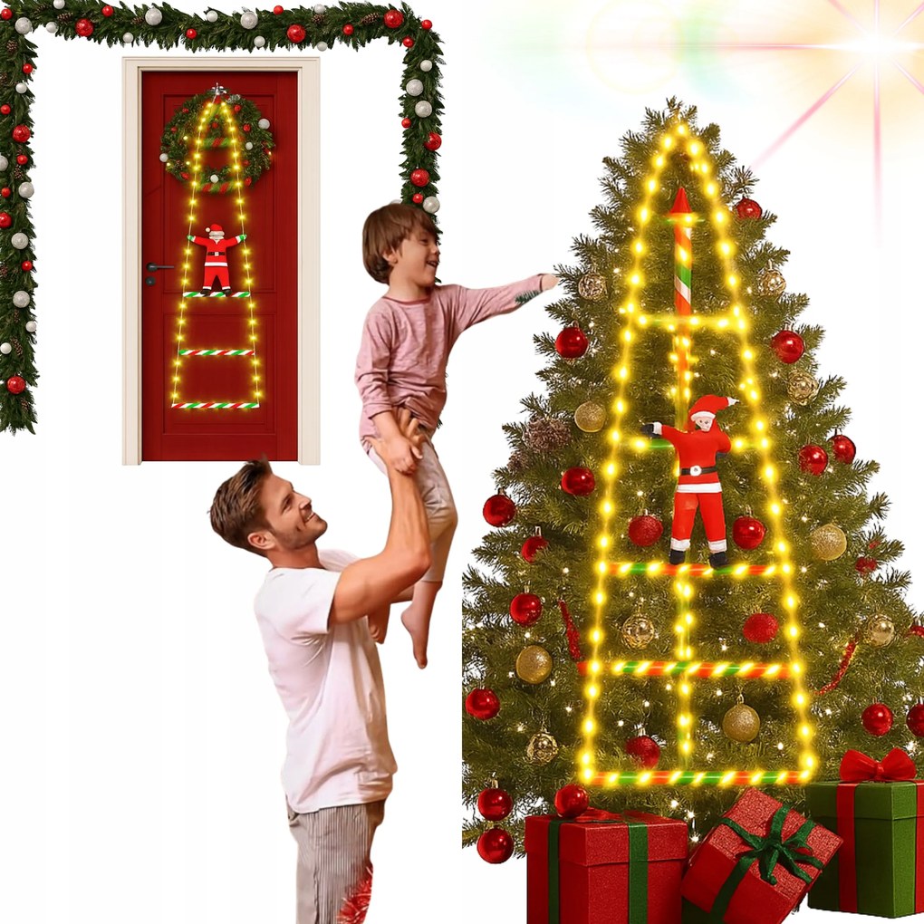 Mikulás Létra Világítás Led Lámpák Karácsonyi Dekoráció!