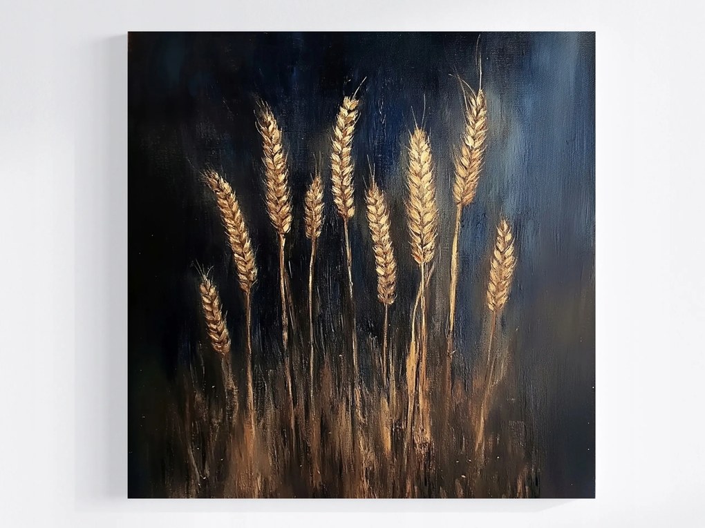 Vászonkép Canvas Olaj Természet Növényzet Falu Gabonamező Kalászok 40x40