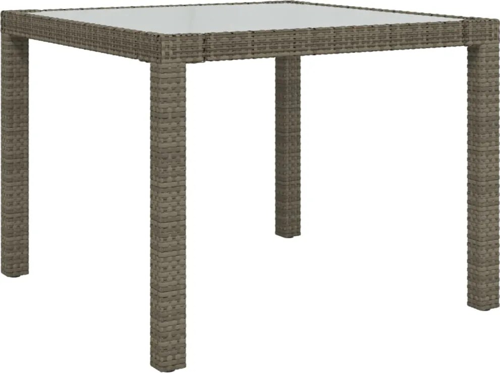 vidaXL szürke polyrattan és edzett üveg kerti asztal 90 x 90 x 75 cm